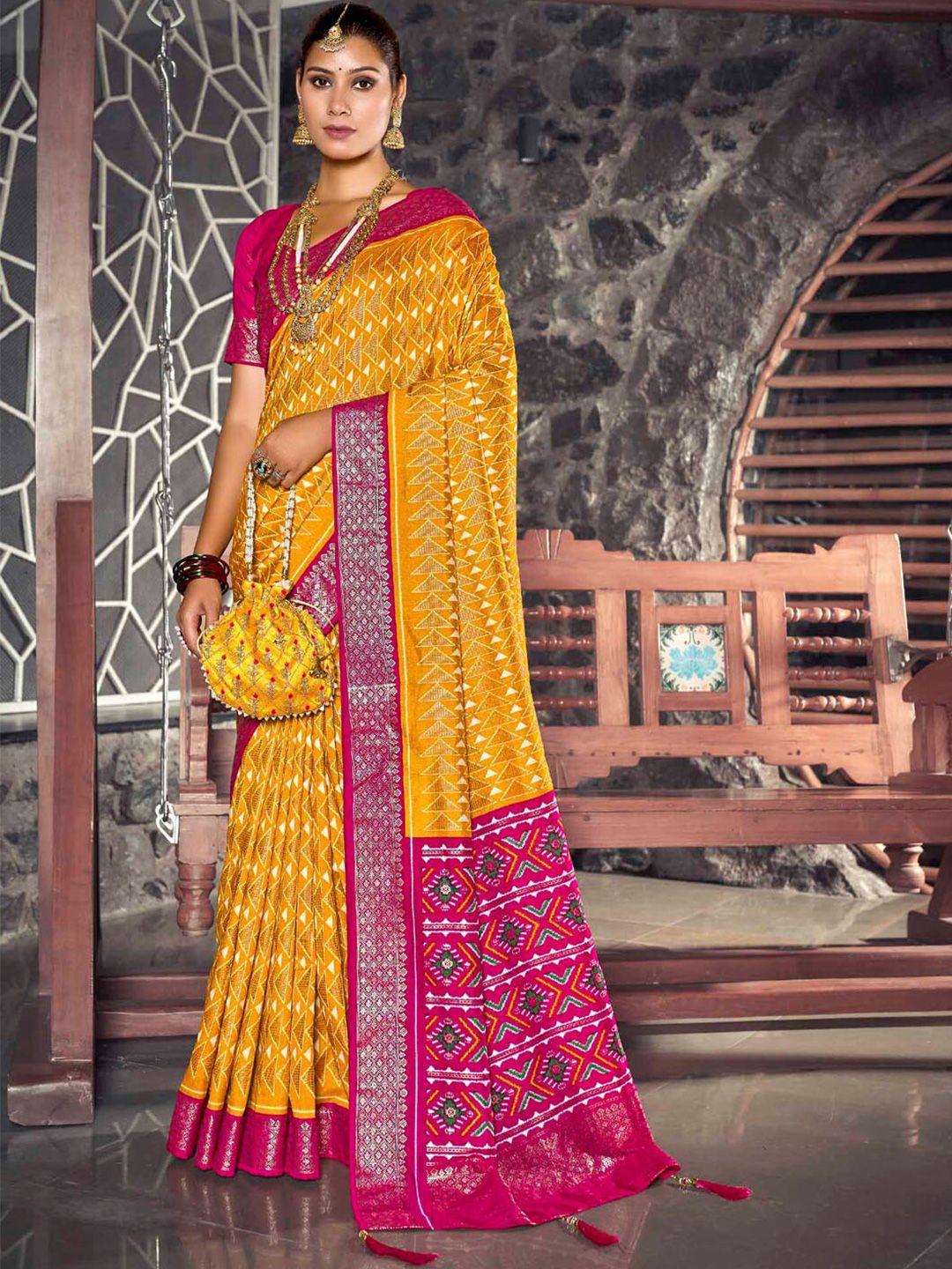 mitera geometric printed woven design zari banarasi saree