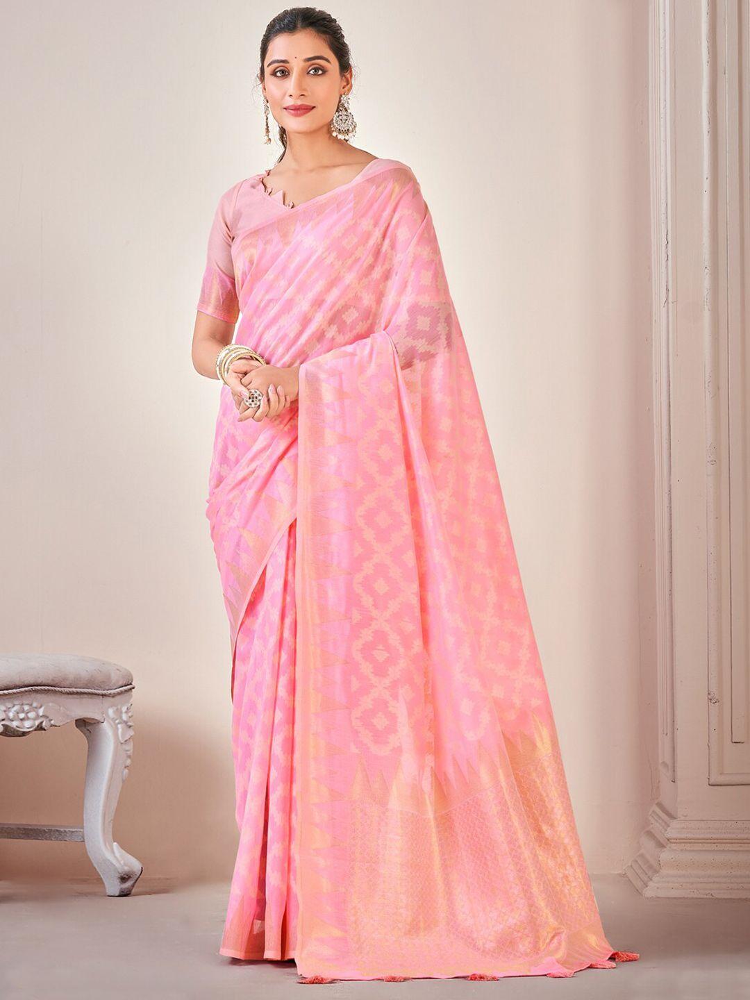 mitera geometric woven design zari banarasi saree