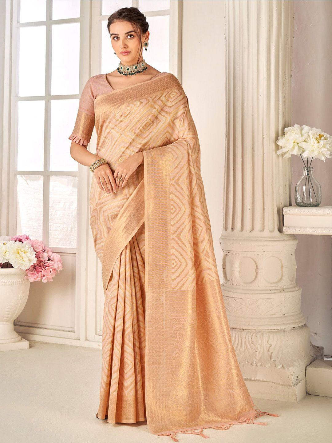 mitera geometric woven design zari banarasi saree