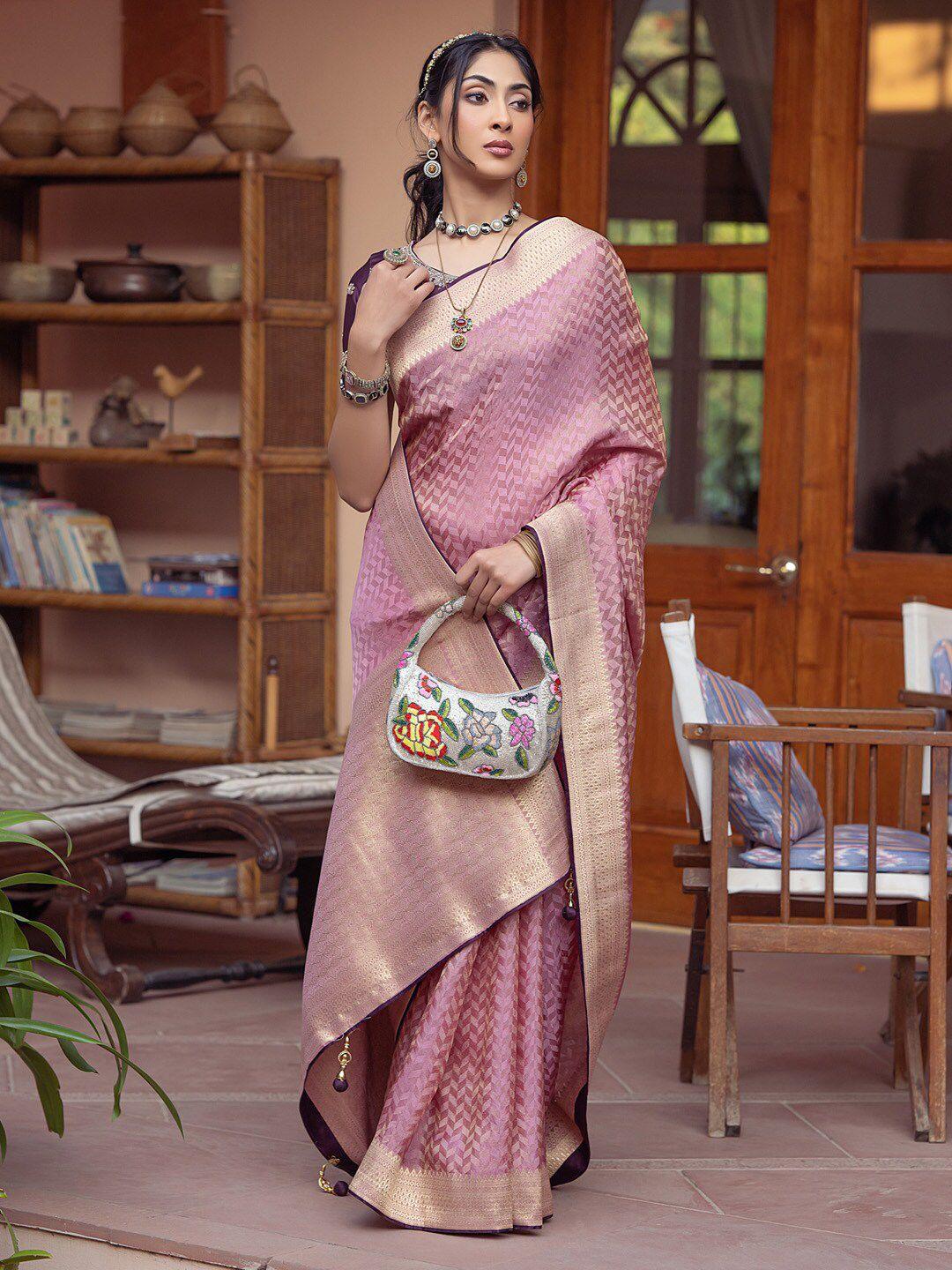 mitera geometric woven design zari banarasi saree