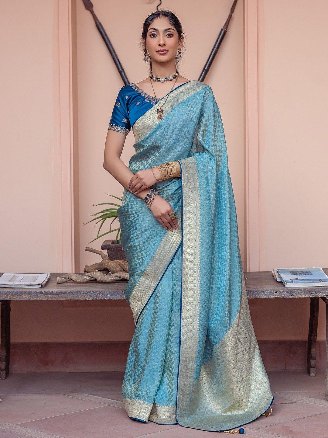 mitera geometric woven design zari banarasi saree