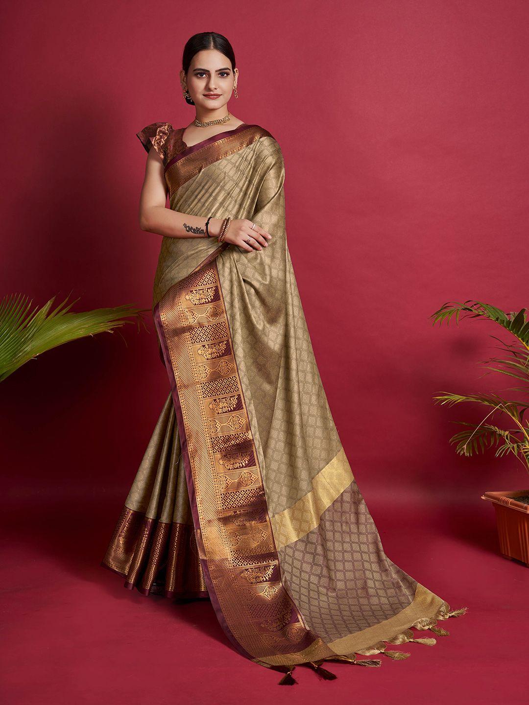 mitera geometric woven design zari saree