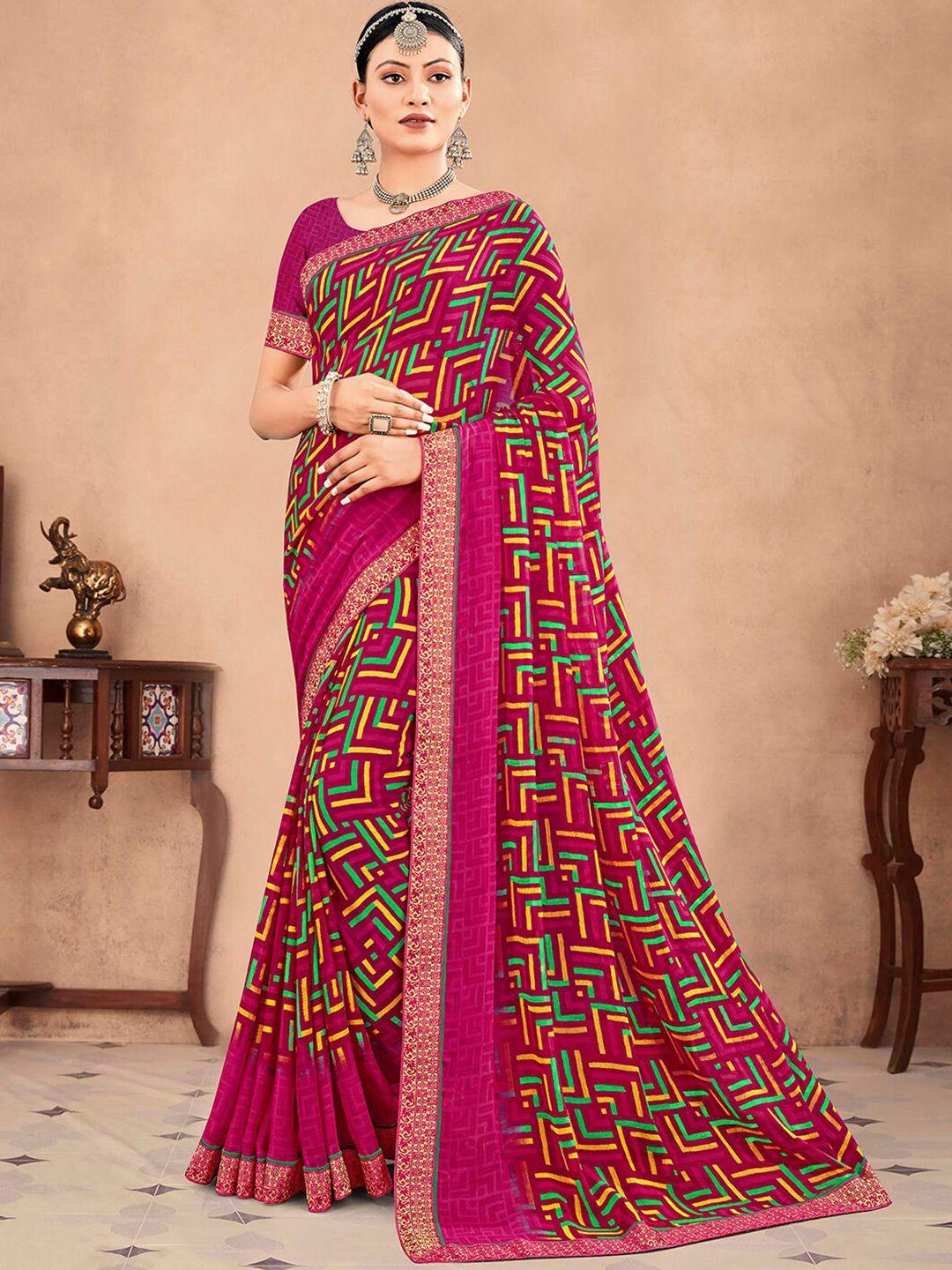 mitera geomtric printed pure chiffon saree