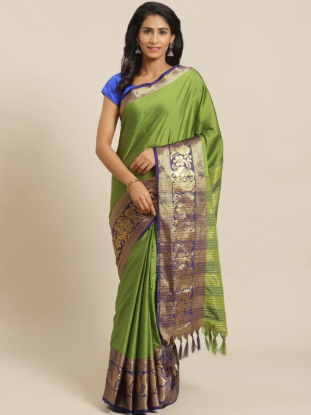 mitera green solid banarasi saree