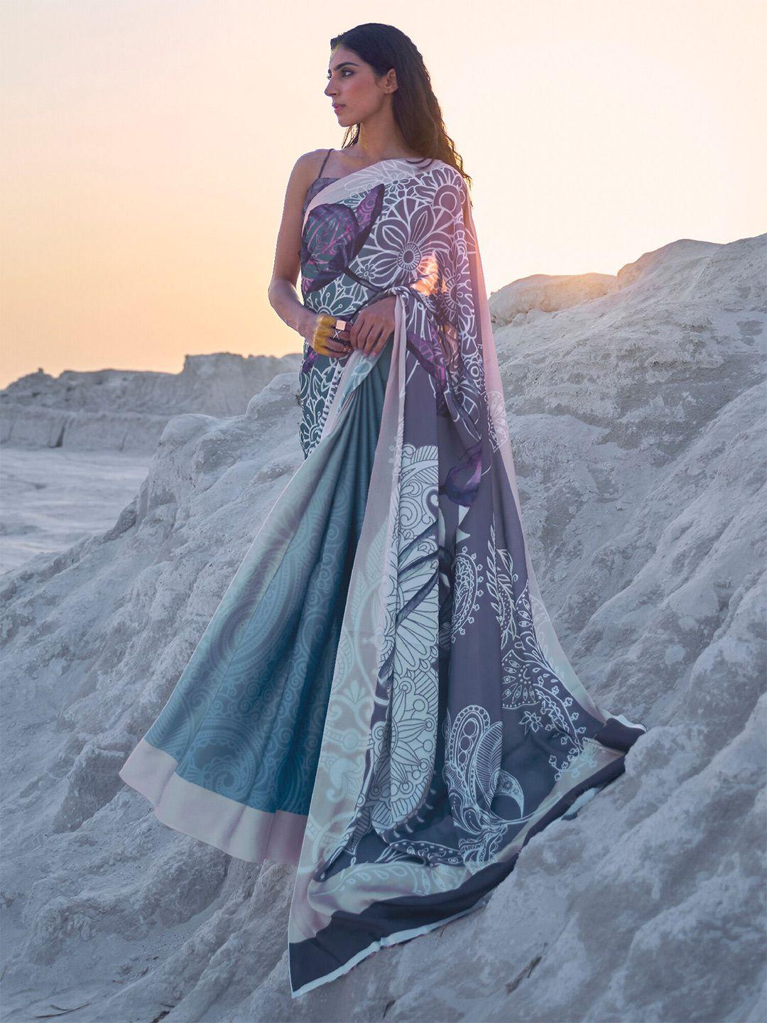 mitera grey ethnic motifs printed saree