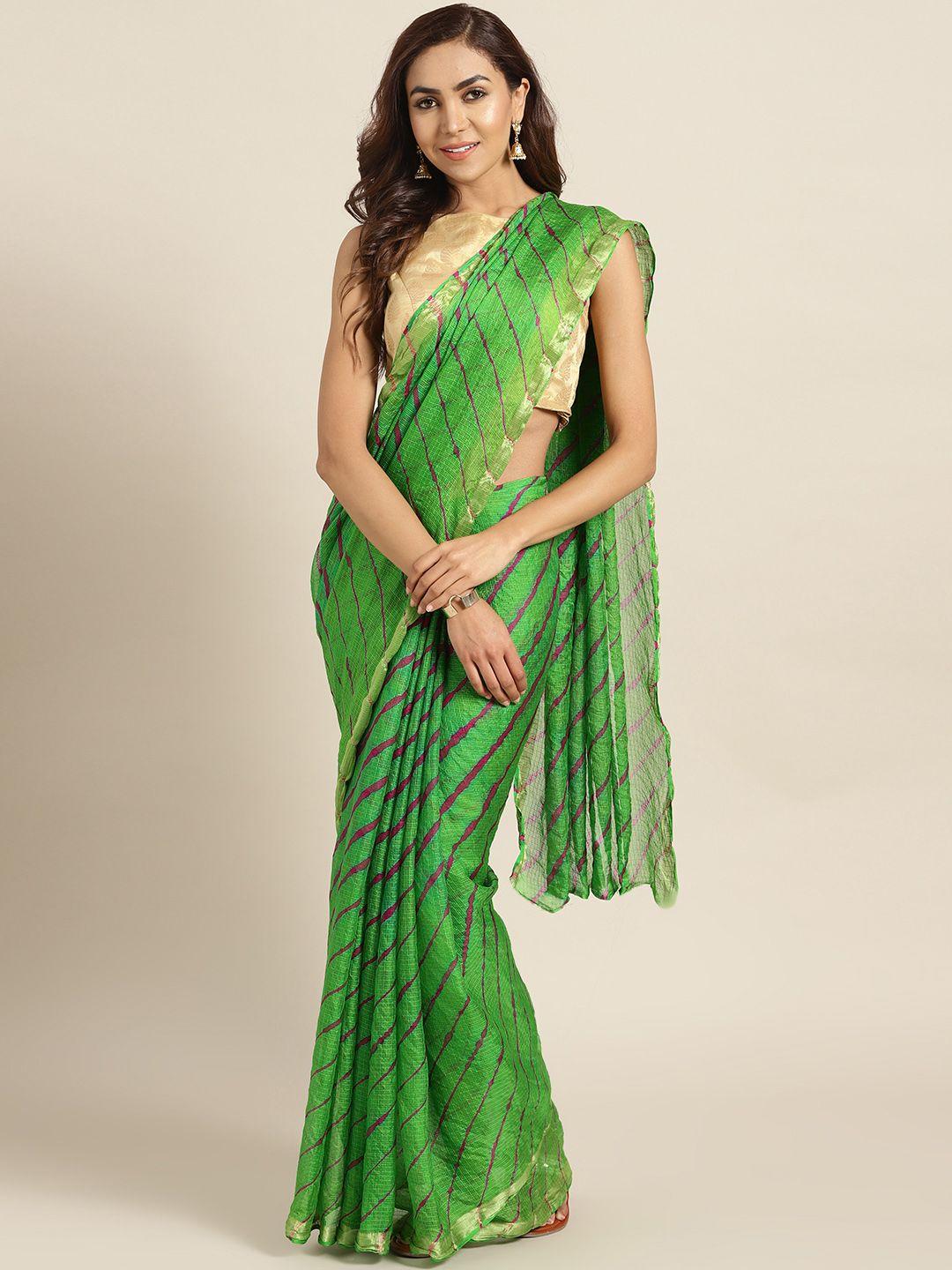 mitera hand dyed green leheriya kota doria sustainable saree