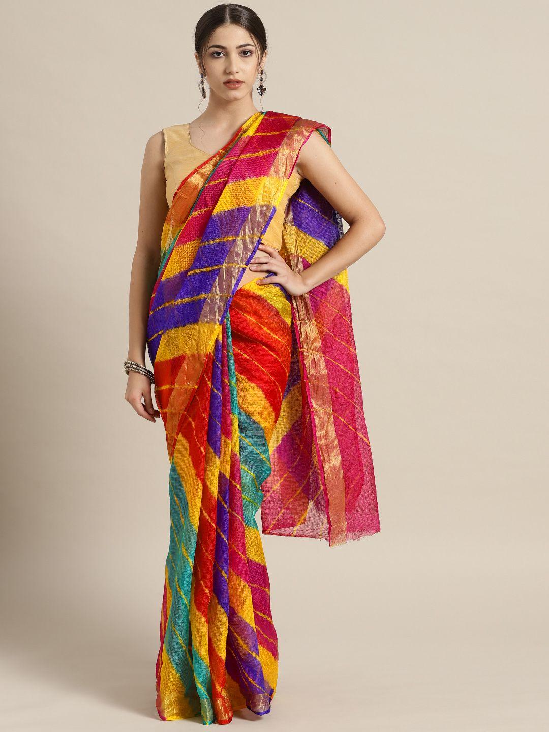 mitera hand dyed multicolor leheriya kota  sustainable saree