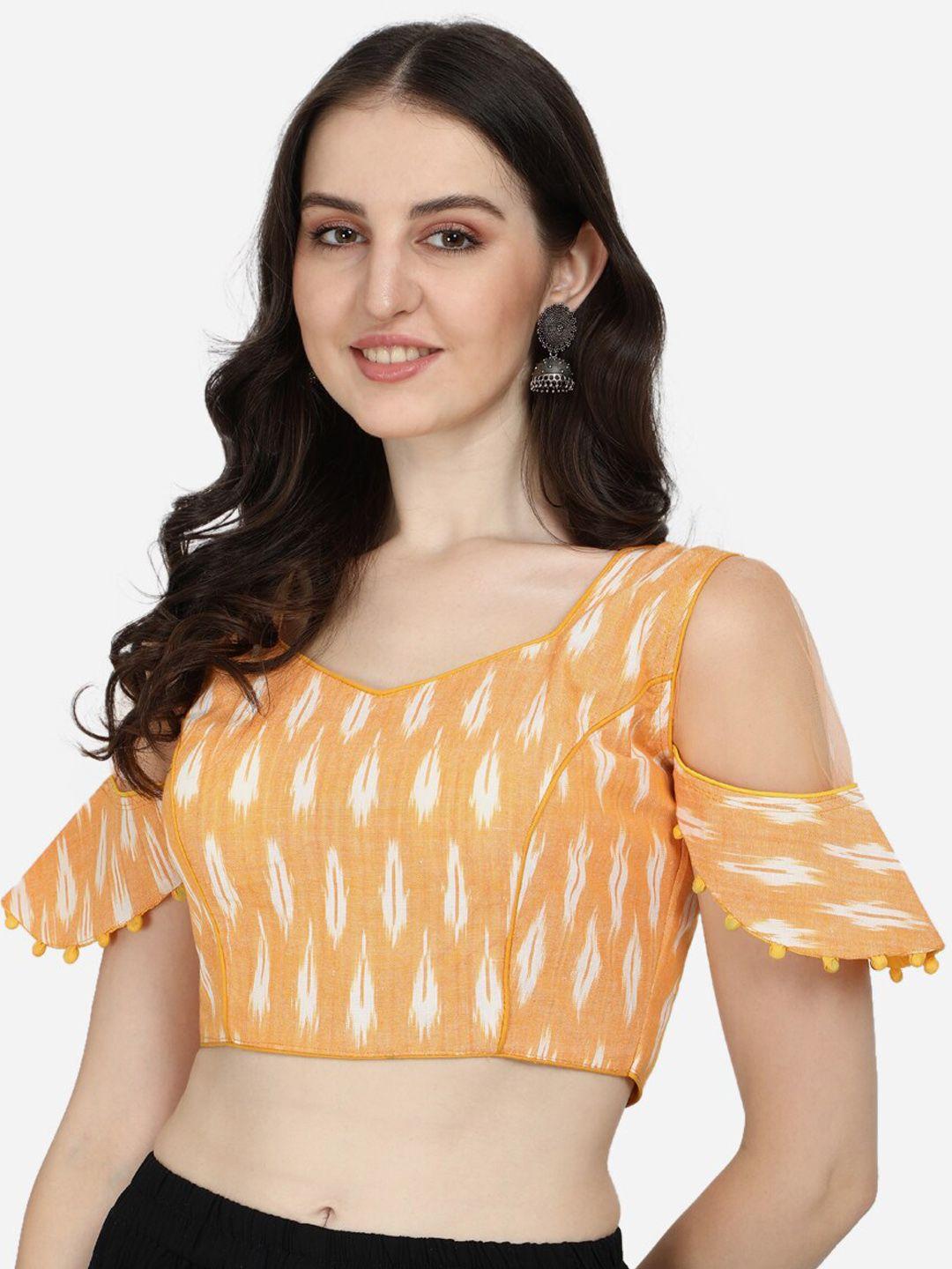 mitera ikat work cotton v neck blouse