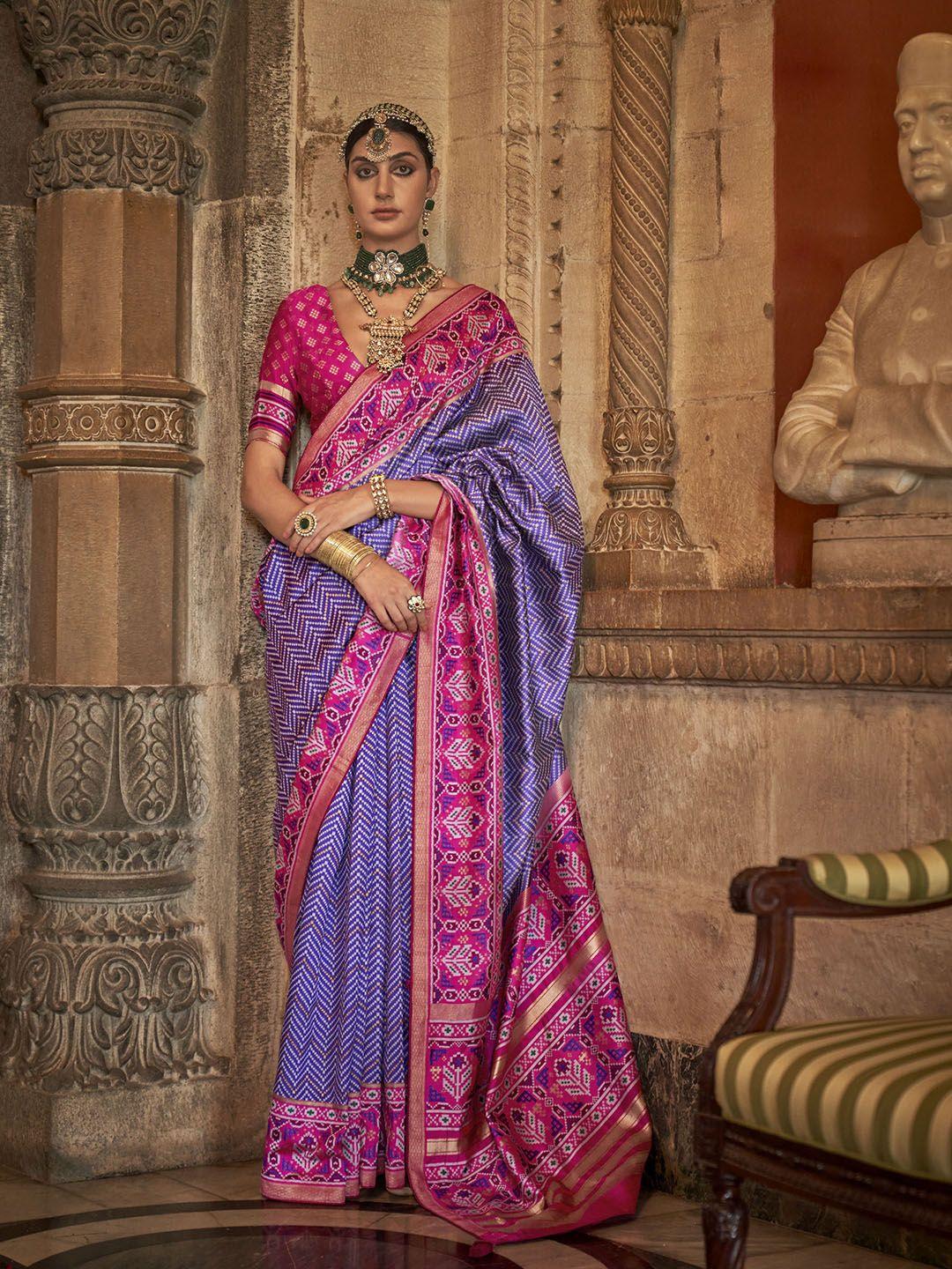 mitera lavender striped zari silk blend handloom saree