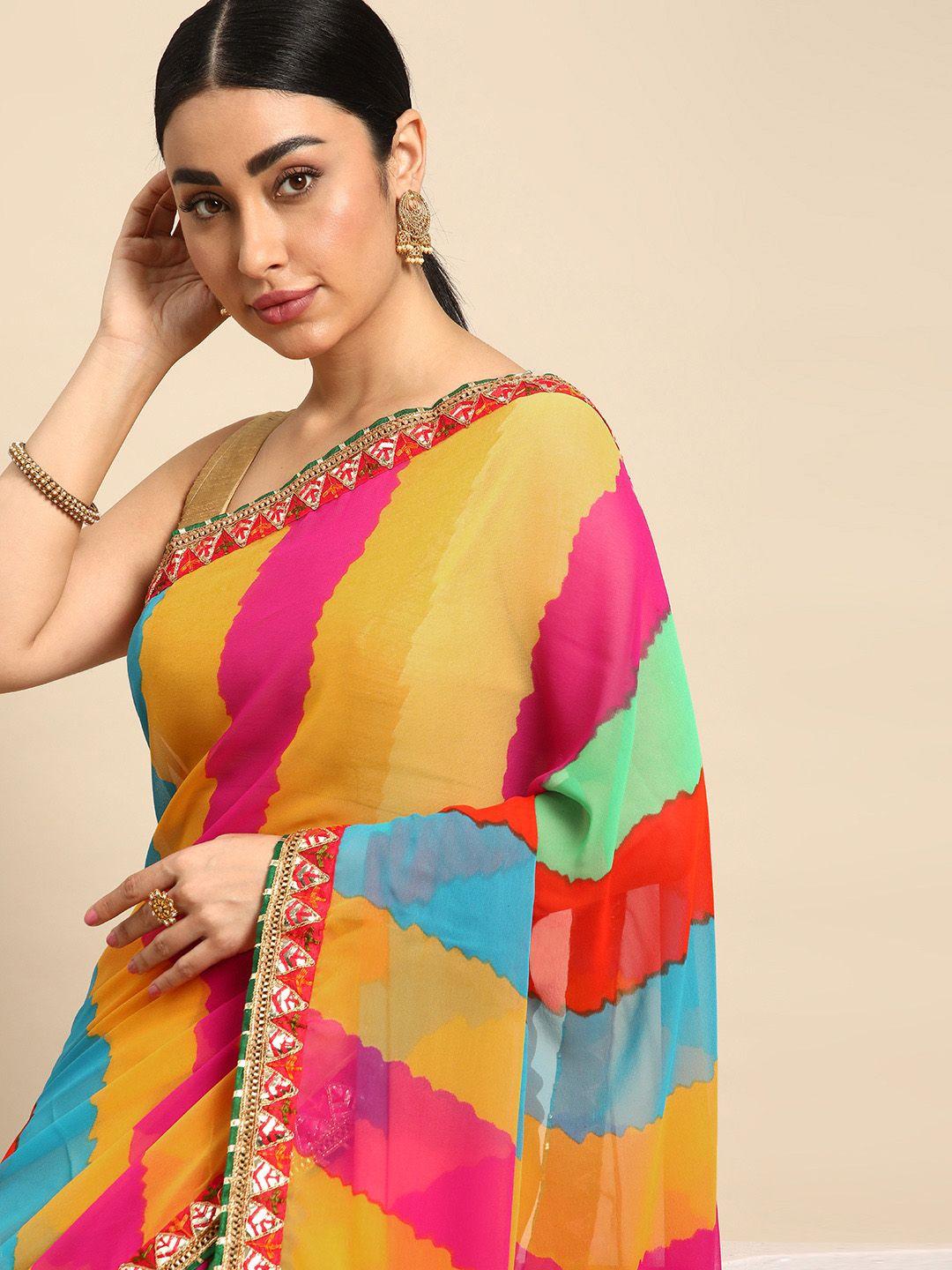 mitera leheriya gotta patti pure chiffon saree