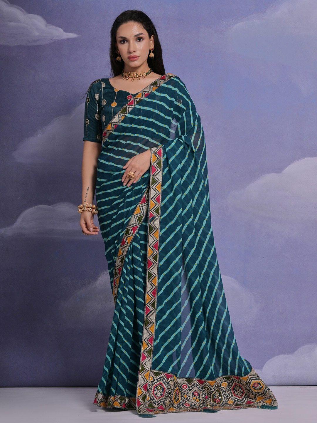 mitera leheriya printed embroidered pure georgette saree