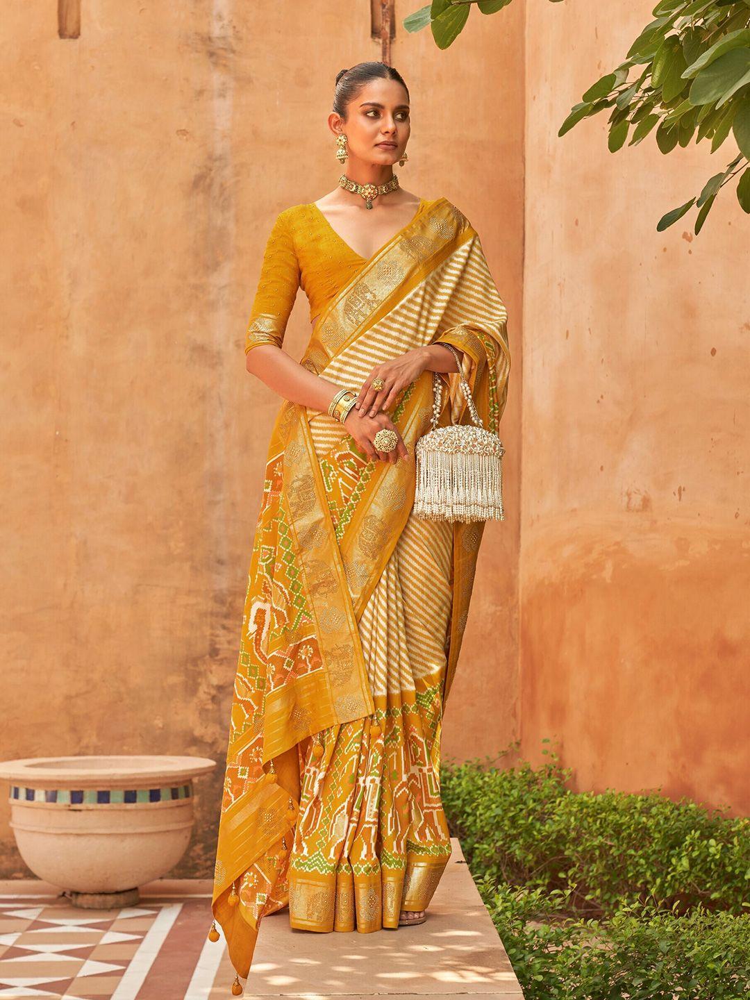 mitera leheriya printed zari pure silk patola saree