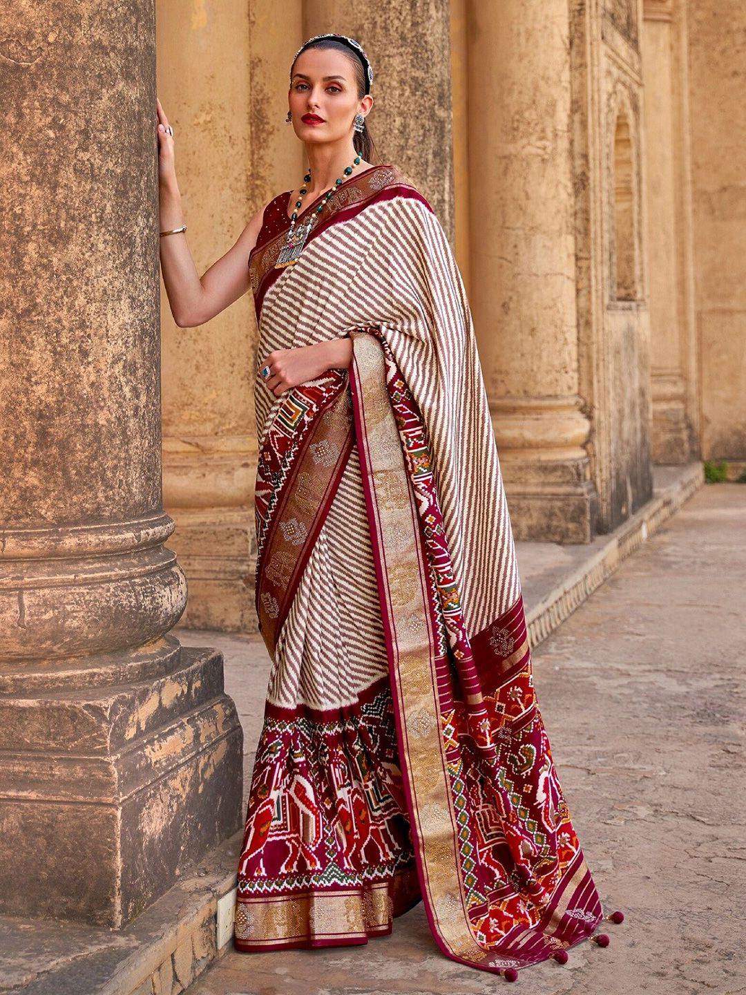 mitera leheriya printed zari pure silk patola saree