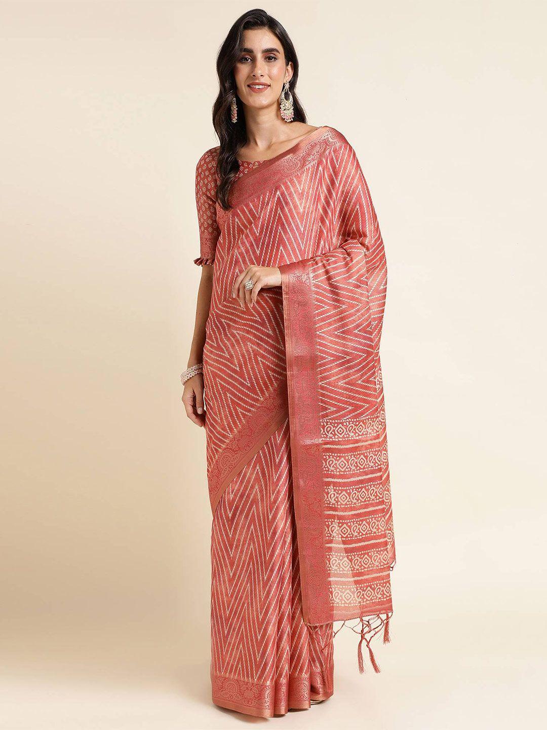 mitera leheriya printed zari saree