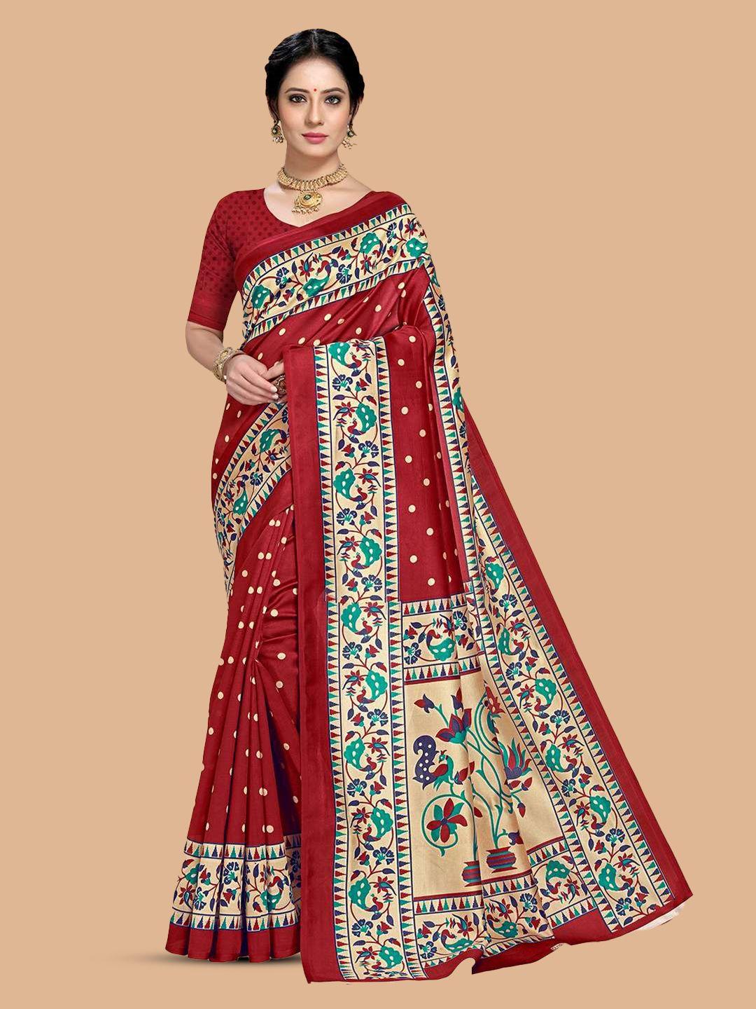 mitera maroon art silk designer saree