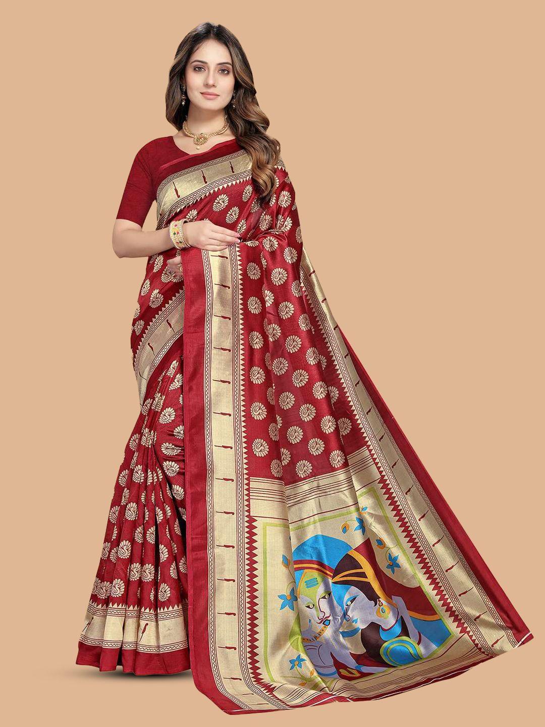 mitera maroon art silk designer saree