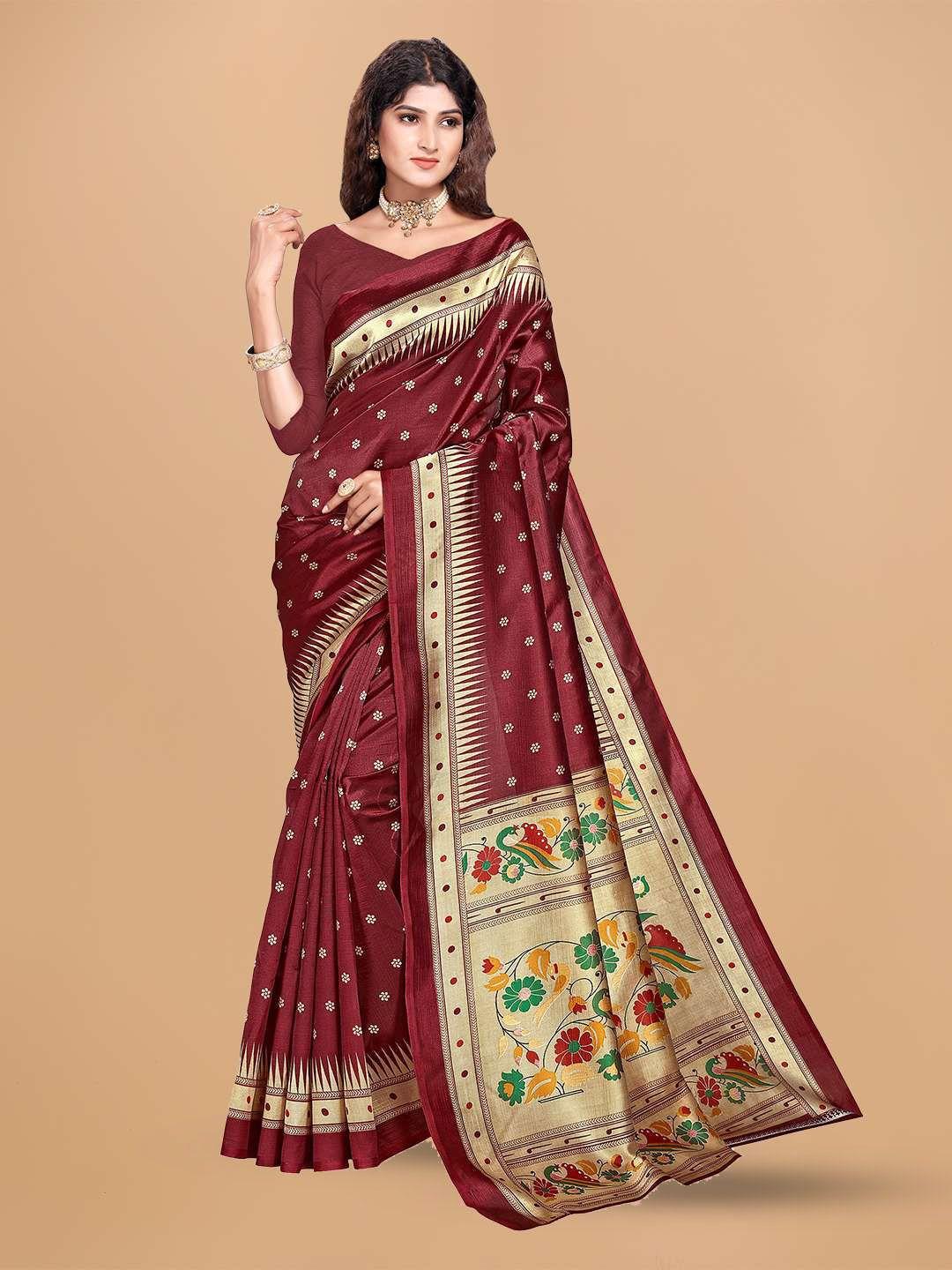 mitera maroon art silk designer saree