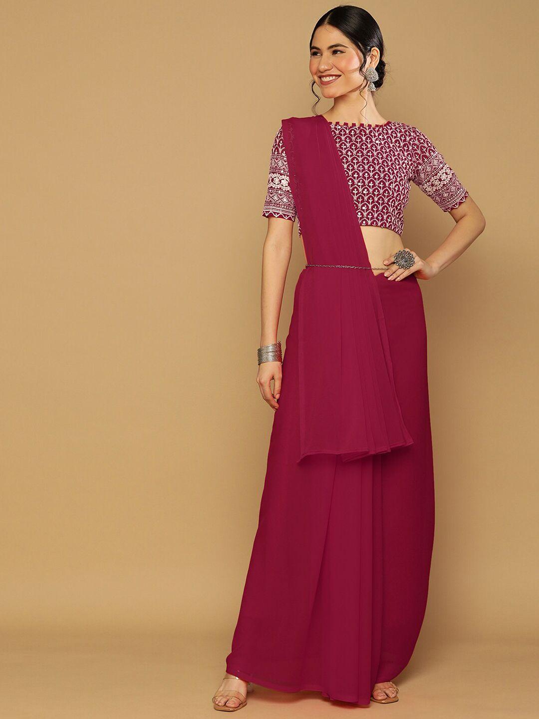 mitera maroon poly georgette saree