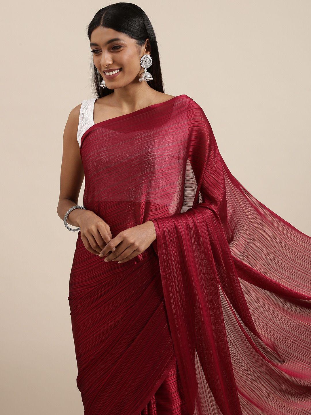 mitera maroon solid saree