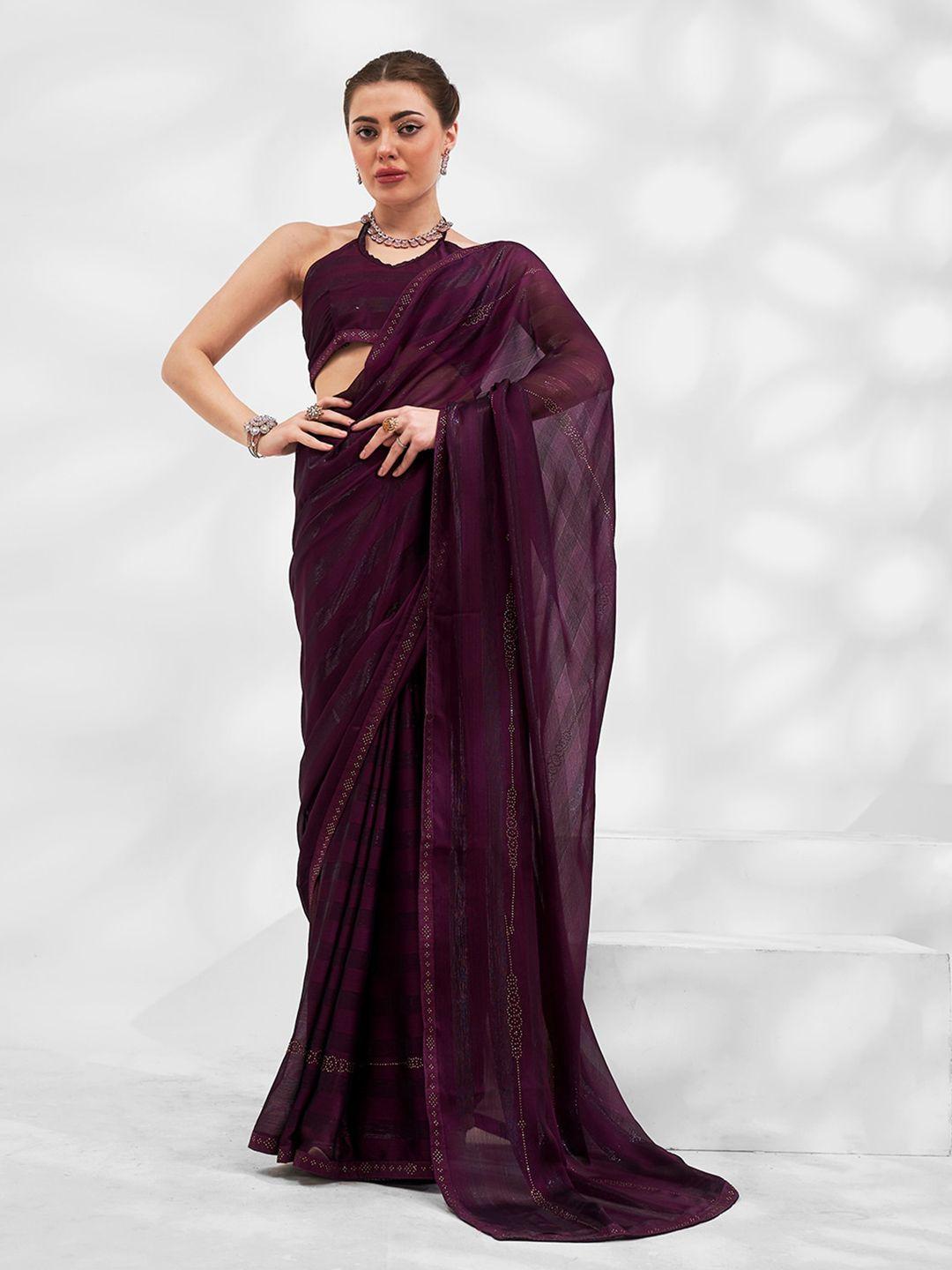 mitera mukaish embellished pure chiffon saree