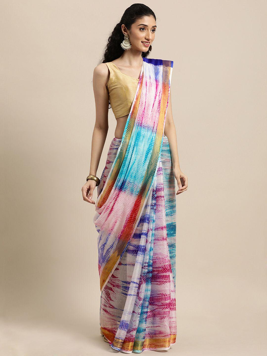 mitera multicoloured bandhani silk cotton handcrafted saree