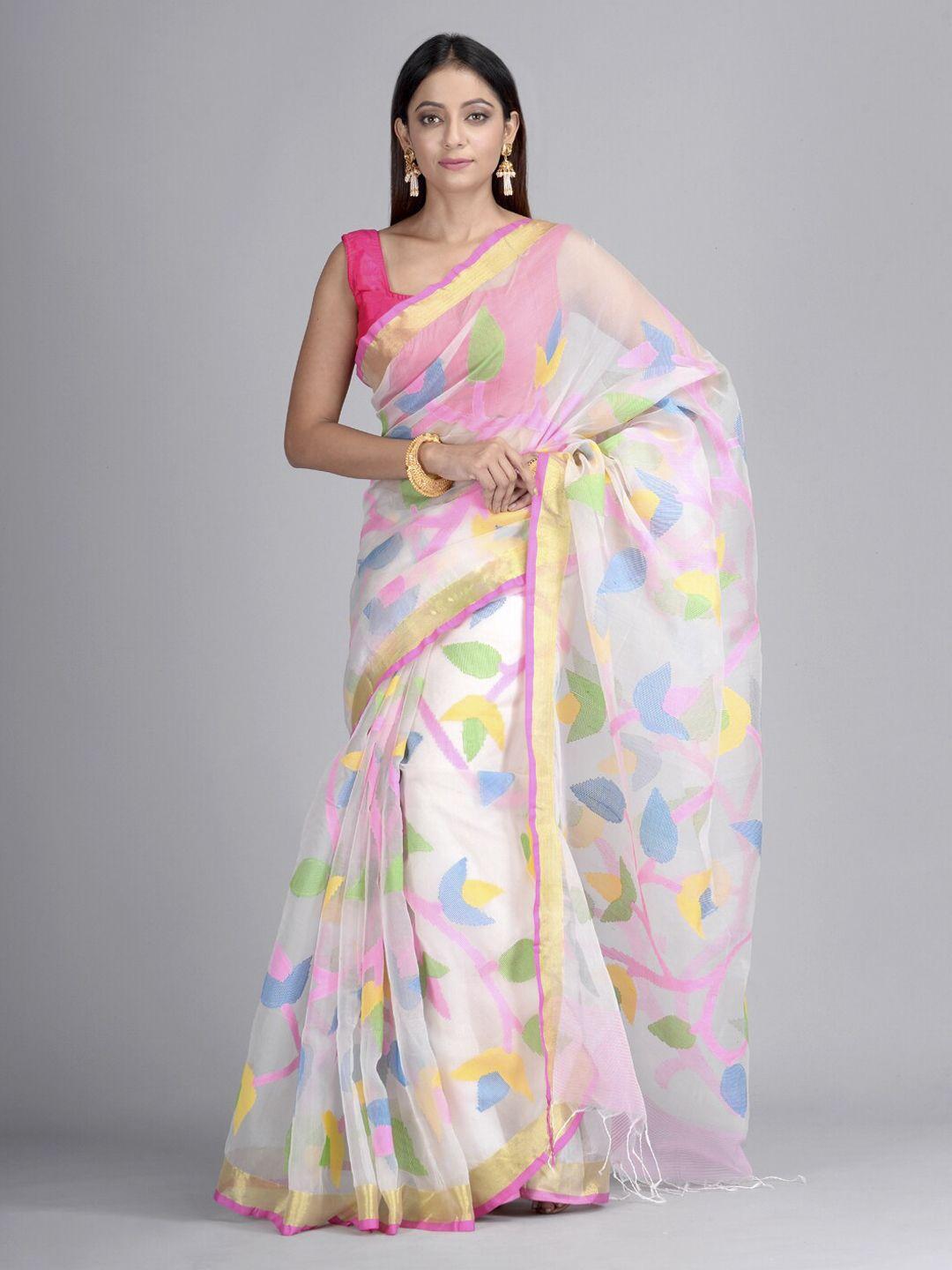mitera multicoloured pure silk printed taant saree