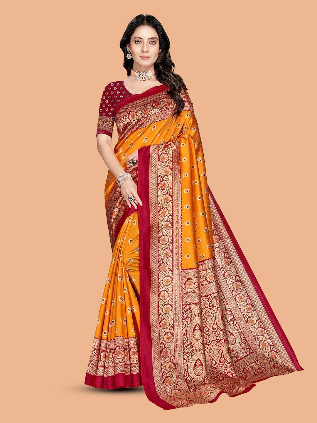 mitera mustard art silk designer saree