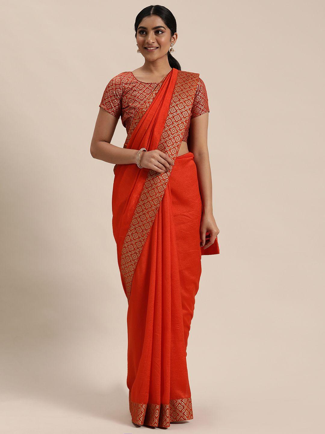 mitera orange solid celebrity saree