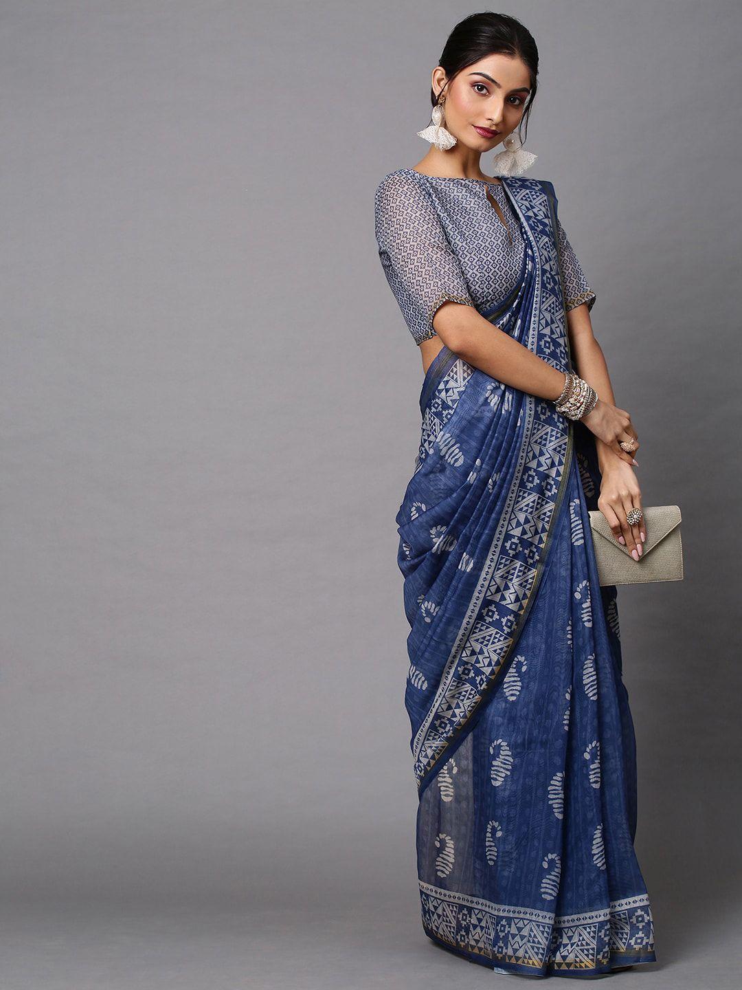 mitera paisley block printed saree