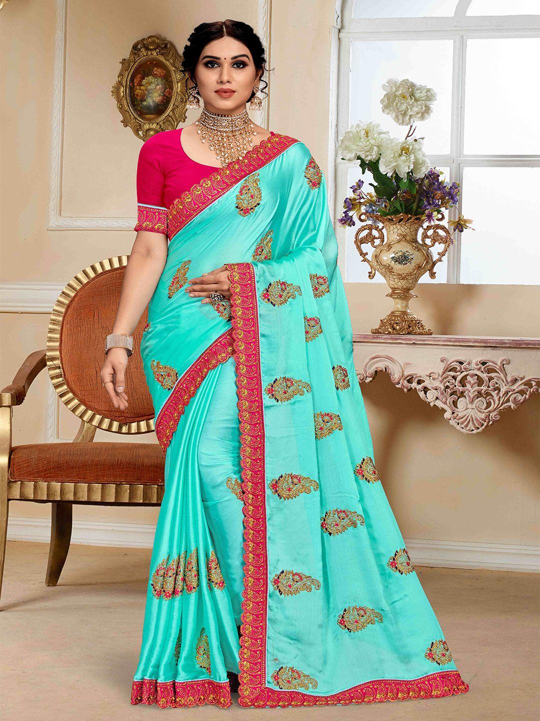 mitera paisley embroidered saree