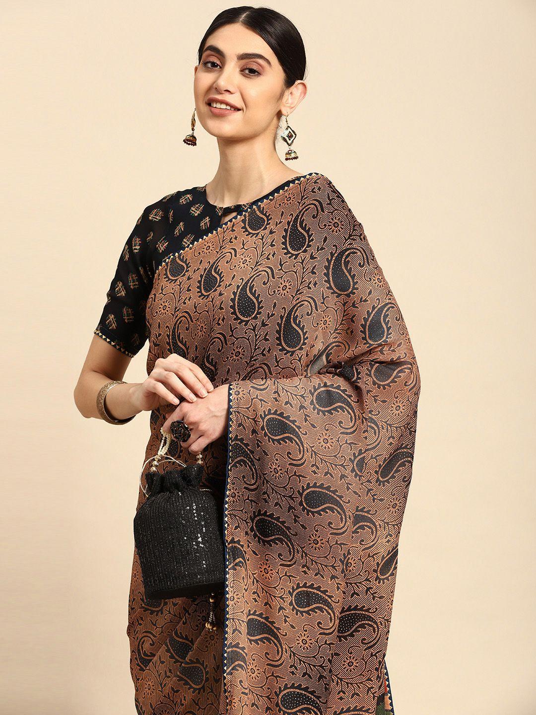 mitera paisley printed poly crepe saree