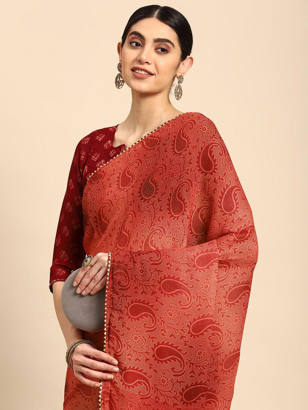 mitera paisley printed poly crepe saree