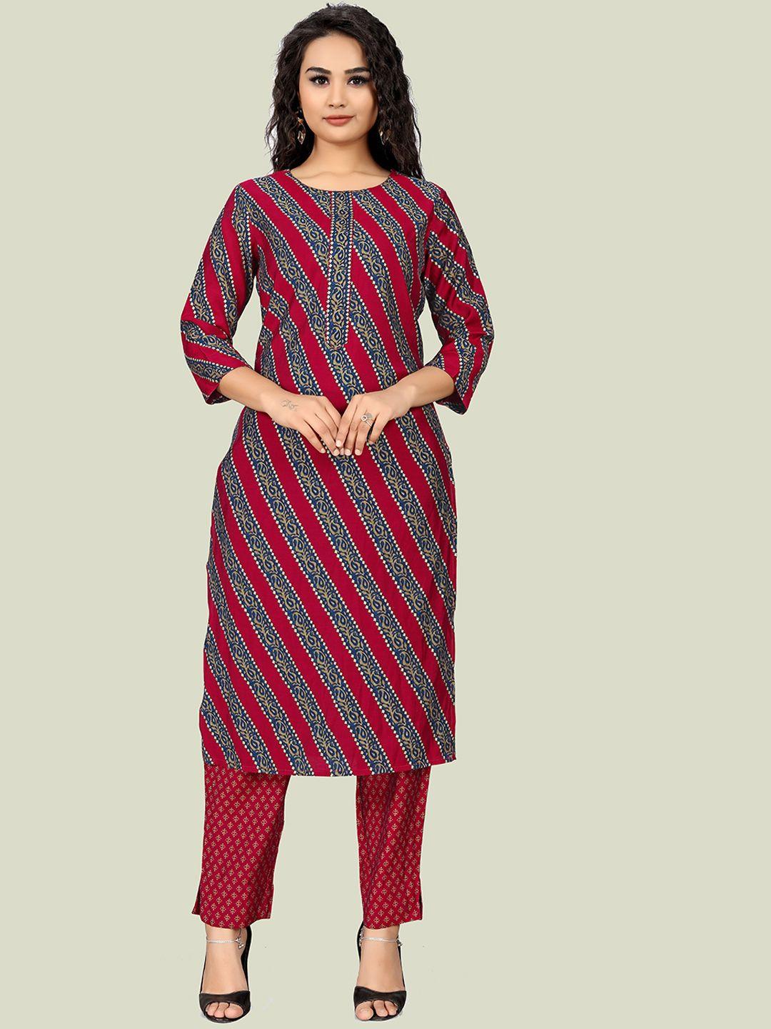 mitera paisley printed regular pure cotton kurta with trousers