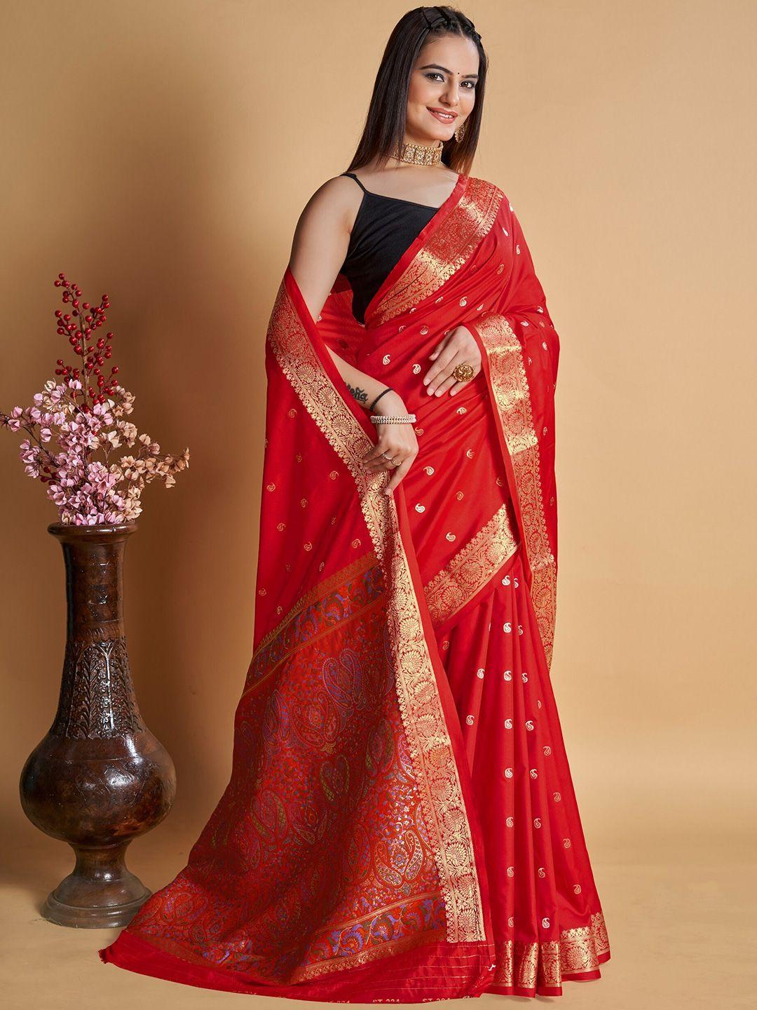 mitera paisley woven design zari banarasi saree