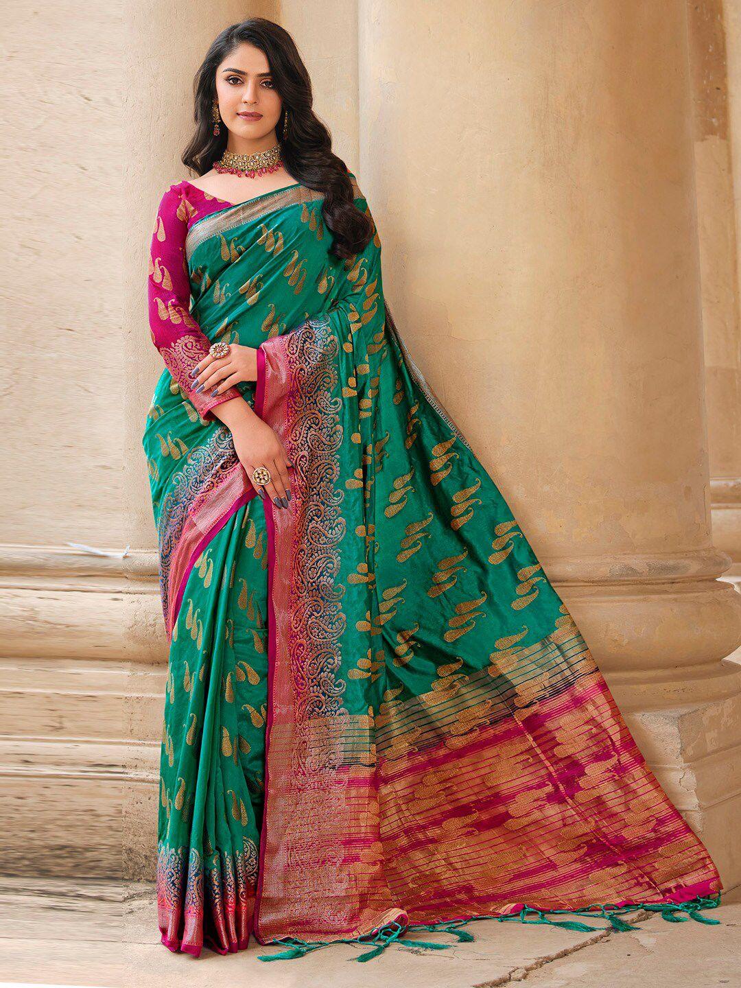 mitera paisley woven design zari detail saree