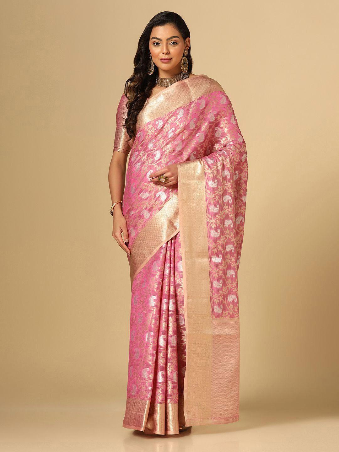 mitera paisley woven design zari saree