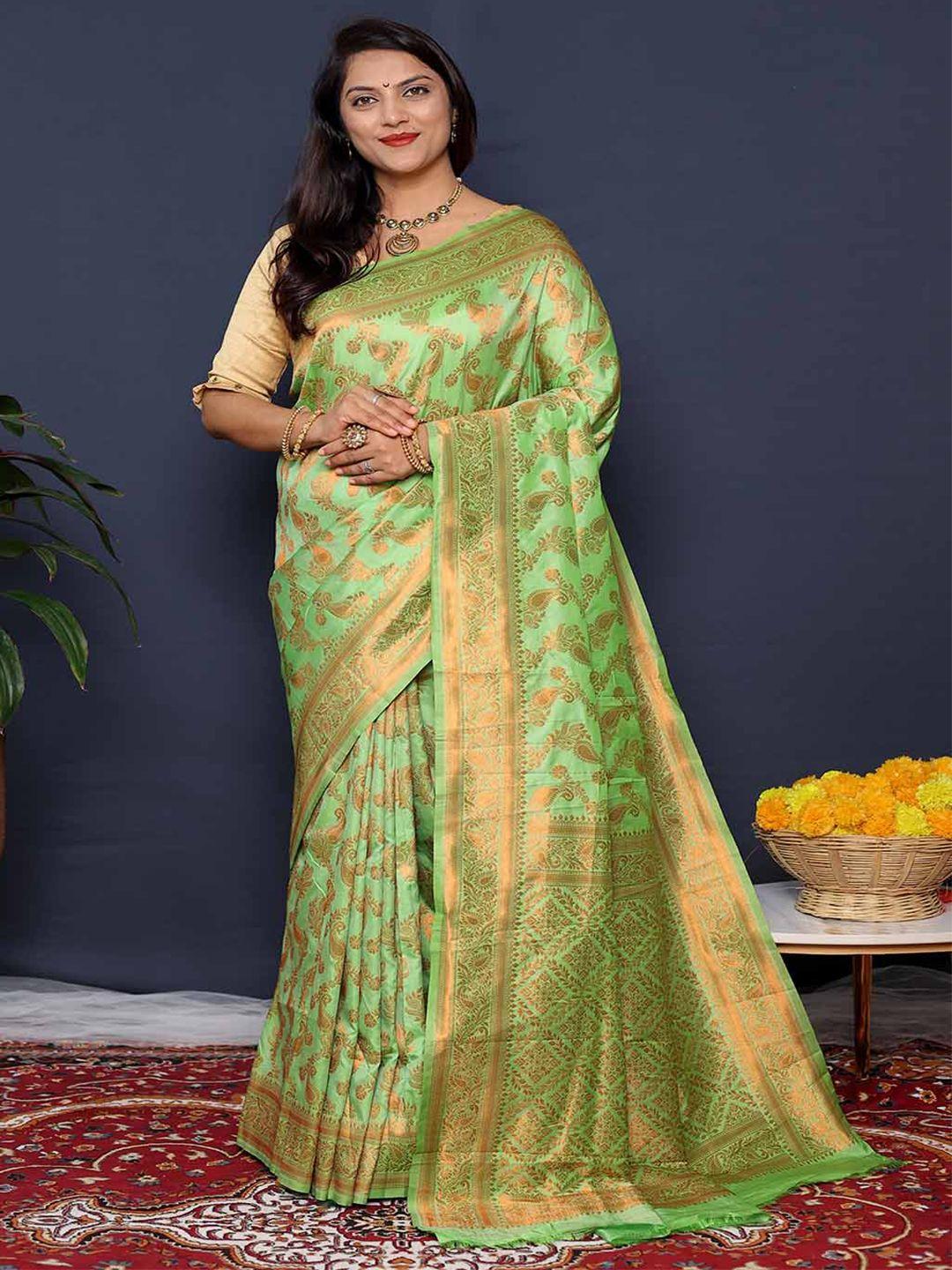 mitera paisley woven design zari saree