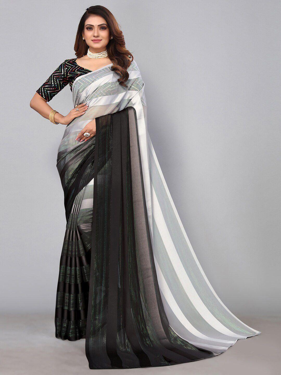 mitera patta with zari stripes sequinned saree