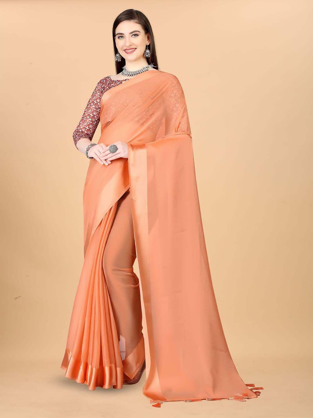 mitera peach silk cotton saree