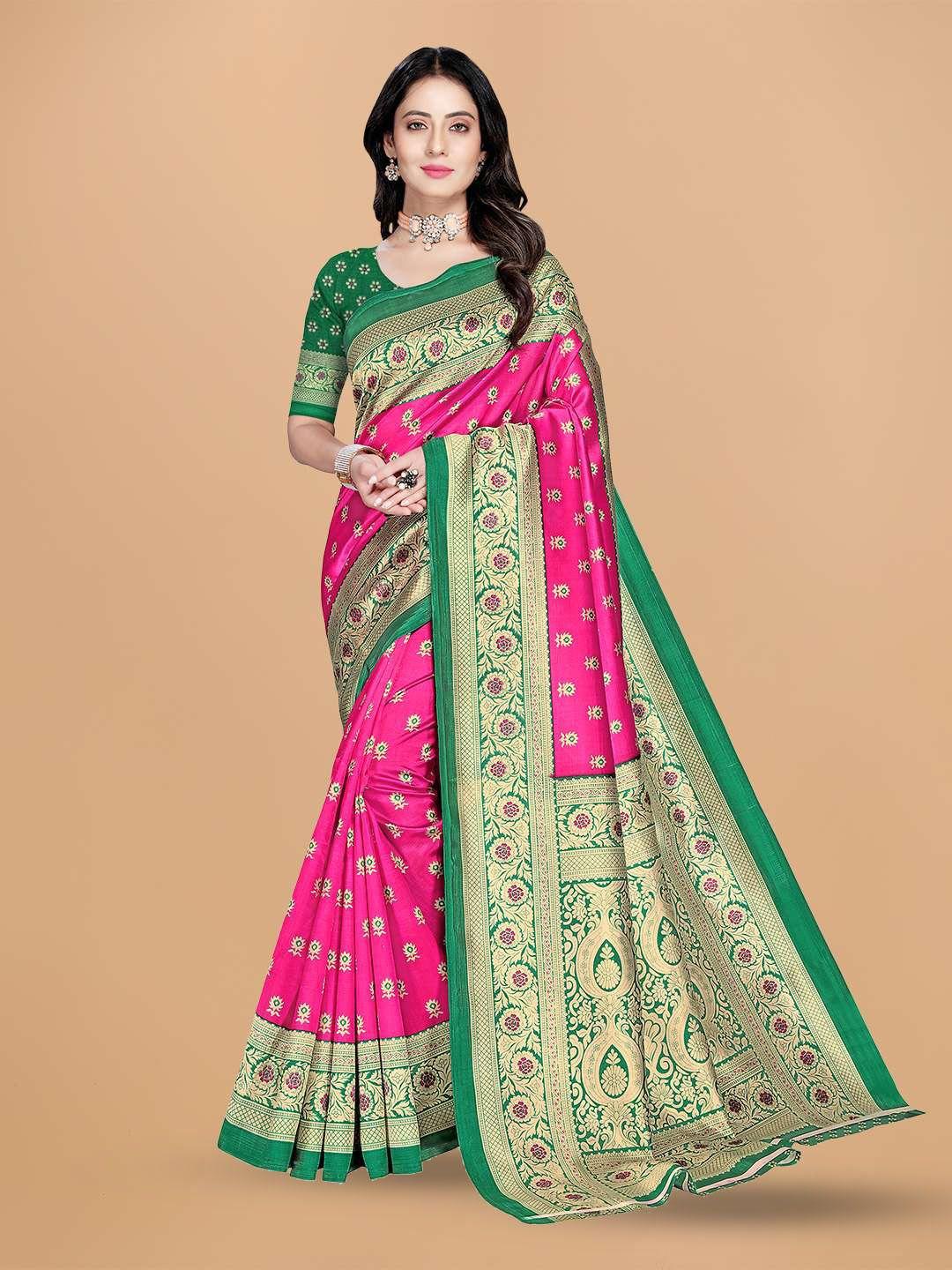 mitera pink art silk designer saree