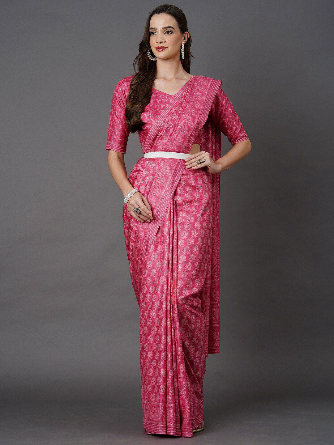 mitera pink paisley art silk saree