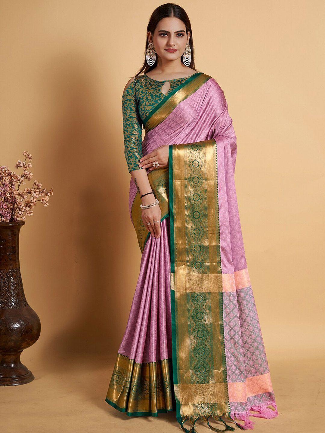 mitera pink paisley zari woven design saree