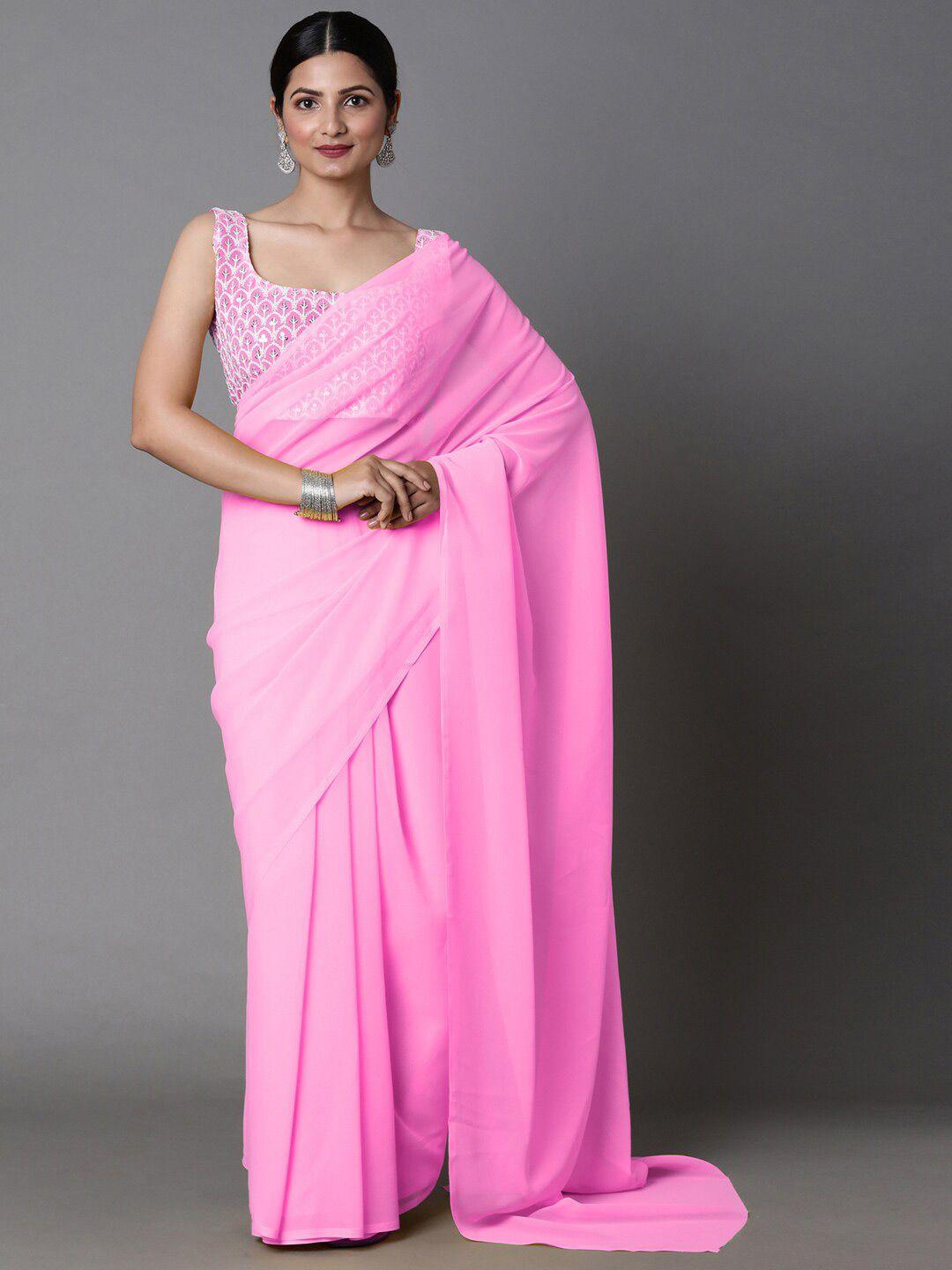 mitera pink pure georgette saree