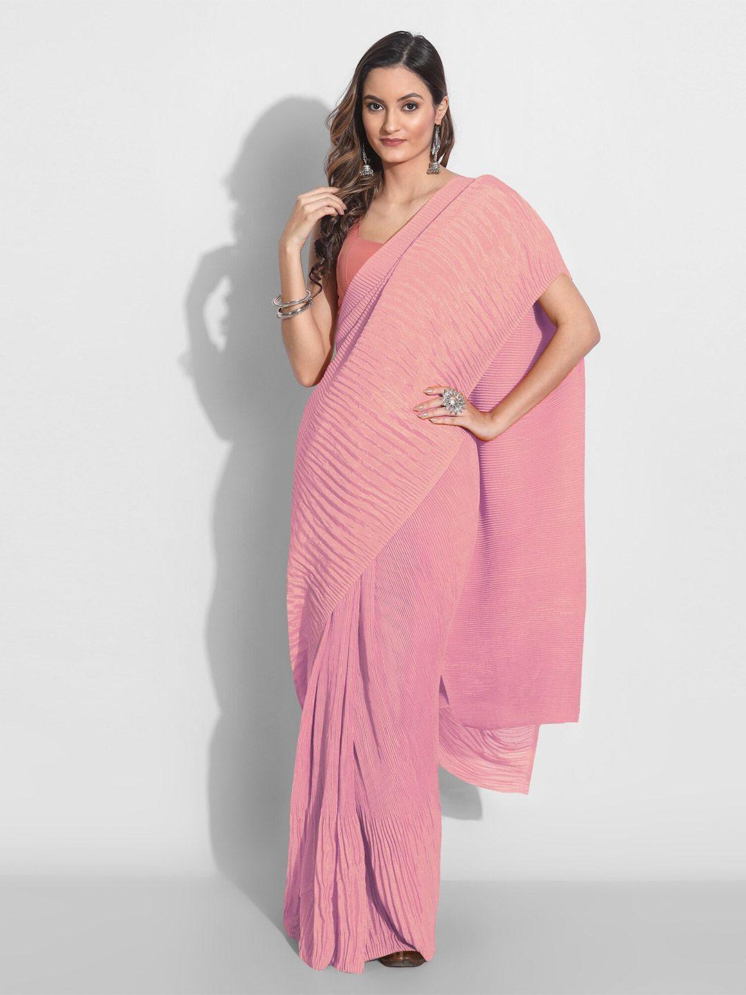 mitera pink solid art silk saree