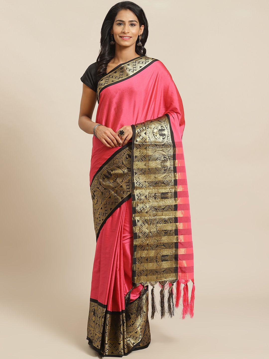 mitera pink solid banarasi saree