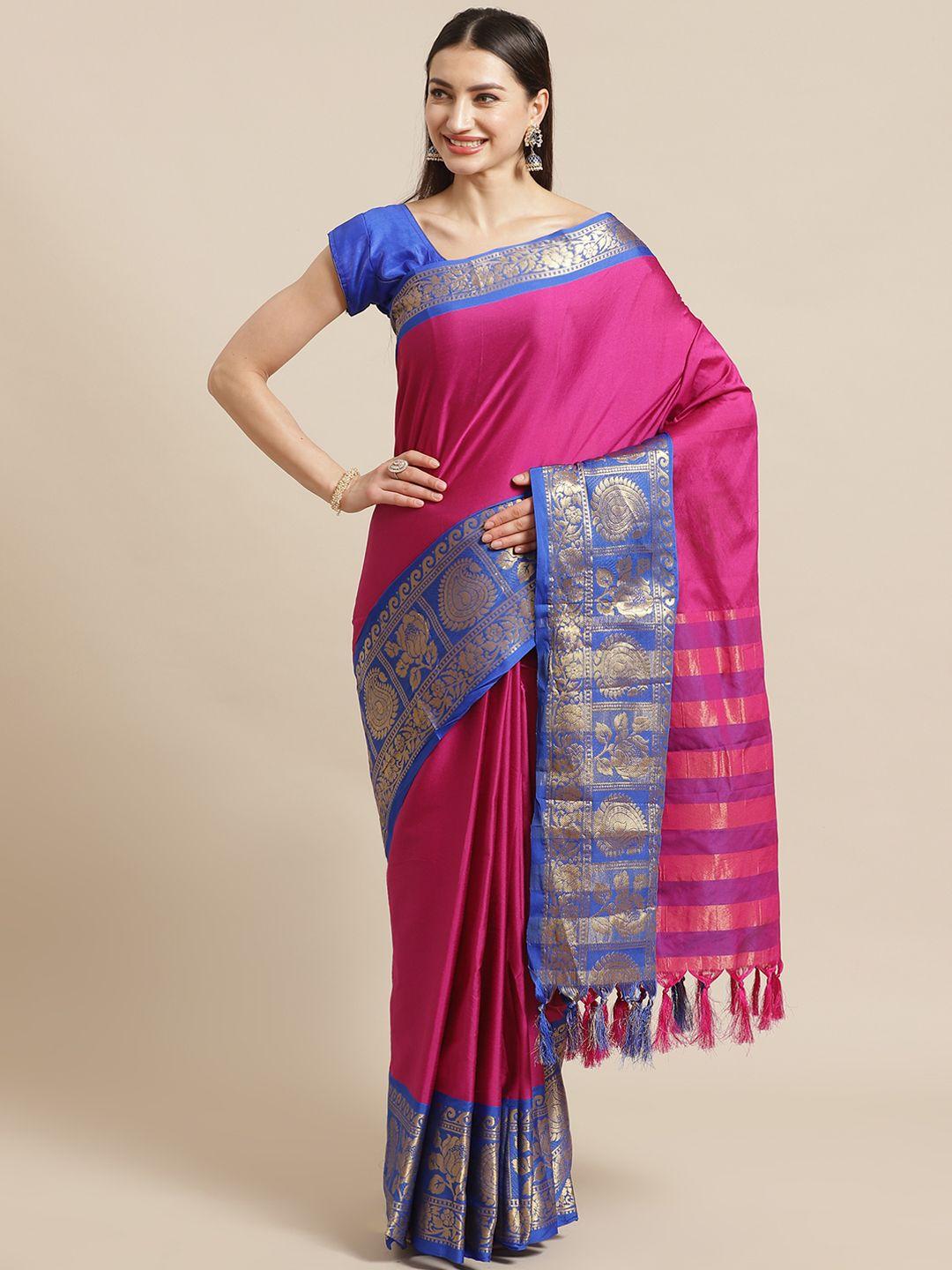 mitera pink solid banarasi saree