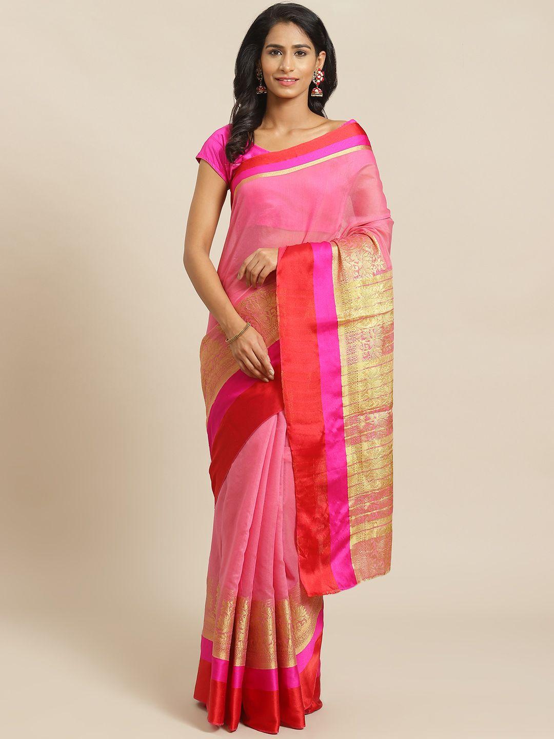 mitera pink solid saree