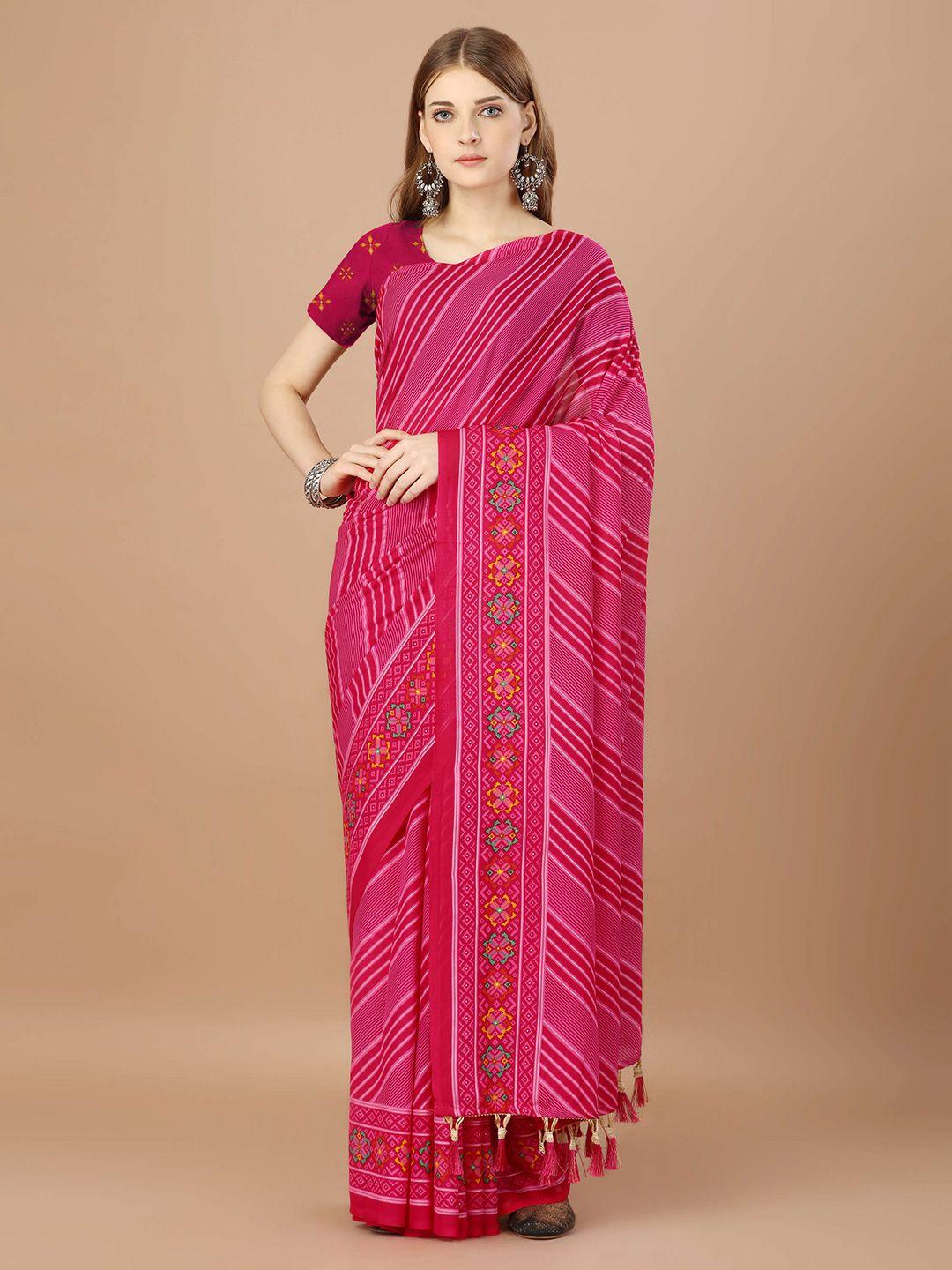 mitera pink striped pure georgette saree