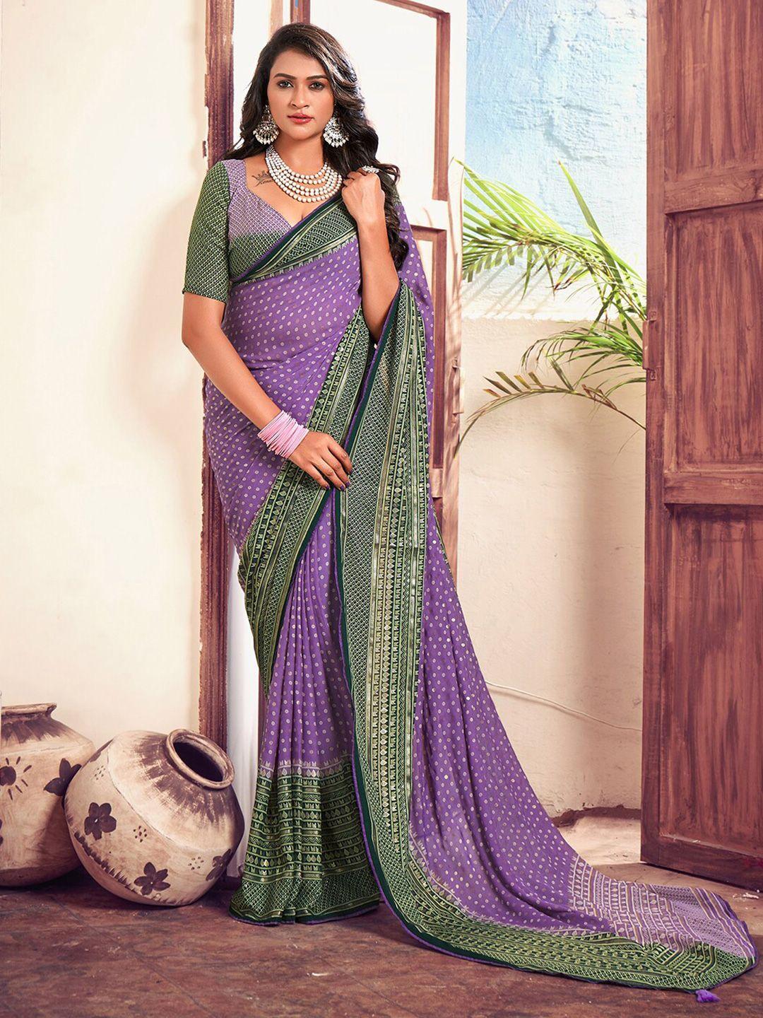 mitera polka dot printed zari saree