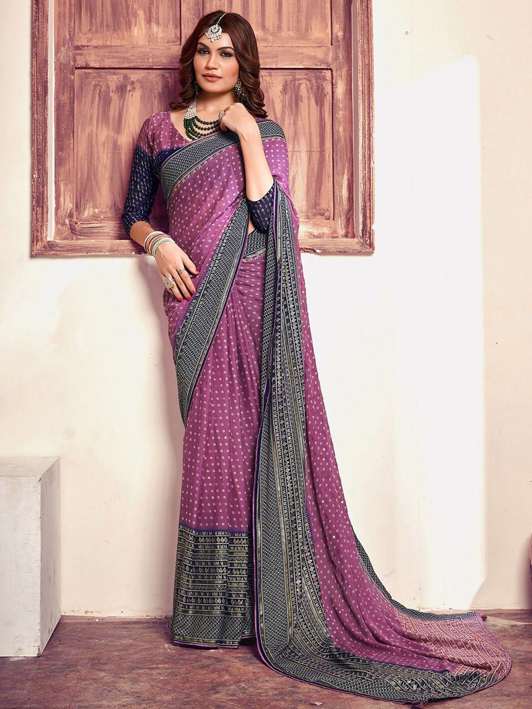 mitera polka dot printed zari saree